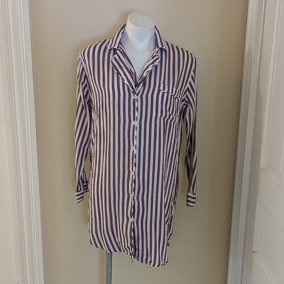 Rails Arcadia soft white and maroon stripe button down size S - Picture 1 of 9